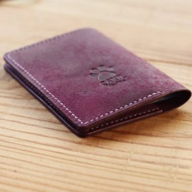 Resim Çakıl Tasarım Hakiki Deri Mor Ruhsat Kabı 