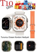 Resim TECHNOMEN T10 Ultra Akıllı Saat Son Sürüm Kordon Kilitli Iosandroıd Uyumlu Kordon Hediyeli 2.09inç Büyük Ekran 