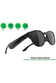 Resim Wiami Akıllı Güneş Gözlüğü - Bluetooth, Sesli Komut ve Stereo Hoparlörlü Aktif Kullanım için Siyah 