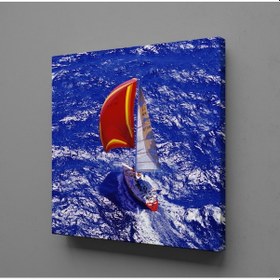 Resim Mavi Denizdeki Tekne Kanvas Tablo 200x200cm 