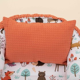 Resim Babynest ve Yastık - Çift Taraflı - Turuncu Petek - Orman 