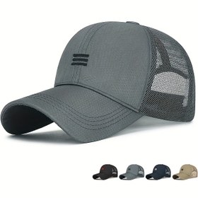 Resim Erkekler için Hızlı Kuruyan Nefes Alabilen Beyzbol Şapkası, Ağ Arka Panel ve Nakışlı Logo ile - Açık Hava Sporları, Balıkçılık, Yürüyüş için Hafif Güneş Koruma Şapkası - Çoklu Renk Seçenekleri Mevcut, Dış Mekan Şapkası 