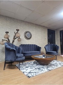 Resim Zafir İstiridye Takım Siyah Boyalı Telli Ayak Çay Seti Koltuk Takımı Füme 