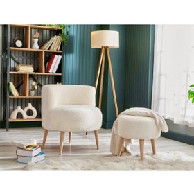 Resim WATERYBROOK Sydney Berjer Puf İkili Set - Tekli Koltuk - Berjer - Ofis, Balkon, Kafe, Bahçe, Salon Mobilyası 