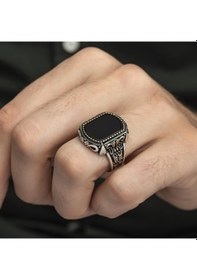 Resim Oniks Taşlı 925 Gümüş Erkek Yüzük 