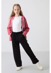 Resim Tommy Life Siyah Cepli Ön Dikiş Detaylı Geniş Paça Kız Çocuk Eşofman Altı -75144 Siyah 