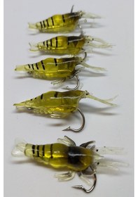 Resim Sarı Karides Iğneli 1.3 Gr 5 Cm Yapay Sahte Silikon Yem 5 Adet 