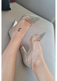 Resim 135 55335 Topukla Kadın Kalın Topuklu Tül Taşlı Abiye Ayakkabı 001 