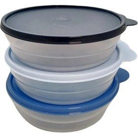 Resim Set (3) Müsli Kasesi 500 ml Müsli Kasesi Meyve Renkli Koyu Mavi Açık Mavi Şeffaf 