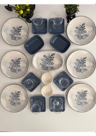 Resim Takım Kahvaltı 23 Parça 6 Kişilik Blue Magıc Mat Mavi 