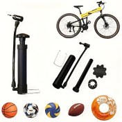 Resim PVC Malzemesiyle Taşınabilir Bisiklet Lastiği Pompası, Yol & Dağ Bisikletleri, Basketbol, Voleybol, Futbol Topları için Güvenli Valf Bağlantıları - Siyah, 1 Paket 
