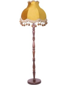 Resim Ahşap Ayak Hardal Renk Kadife Kaplı Lambader Vintage Model(543924319) 