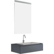 Resim Kale Kalebeyaz Saray 80CM Set Antrasıt (Lavabo+Lavabo Dolabı+Ayna) 