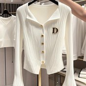 Resim Kadınlar için Dar Kesim Uzun Kollu Hırka - Canlı Turkuaz ile Altın Düğmeler, Kontrast Yaka ve Yan Yırtma, Rahat Şık Bahar/Sonbahar Katman Parçası, Günlük Kıyafet, Bahar Dış Giyim, Zarif Tasarım, Orta Esneklik, Kadınlar için Hırka, Kadınlar için Güzel Kazak, Kadınlar için Tasarımcı Giyim, Kadınlar için Sonbahar Giyim, Kadınlar için Kış Giyim 