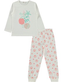Resim Civil Girls Deniz Kabuğu Desenli 6-9 Yaş Pijama Takımı - Kırık Beyaz - Kırık Beyaz / 7-8 Yaş 
