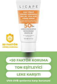 Resim Licape çok yönlü yüksek korumalı spf +50 faktör uva - uvb güneş krem 50 ml 