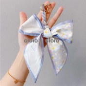 Resim Silver1 Gıoıo Yeni Ipek Eşarp Anahtarlık Kişiselleştirilmiş Inci Papyon Çanta Çekicilik Dokuma Anahtarlık (Yurt Dışından) 