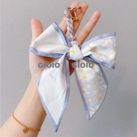 Resim Silver1 Gıoıo Yeni Ipek Eşarp Anahtarlık Kişiselleştirilmiş Inci Papyon Çanta Çekicilik Dokuma Anahtarlık (Yurt Dışından) 