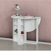 Resim Pasifichome Middle Beyaz Açılır Kapanır Mutfak Masası / Yuvarlak Yemek Masası 