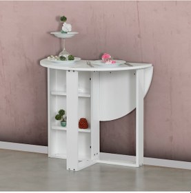 Resim Pasifichome Middle Beyaz Açılır Kapanır Mutfak Masası / Yuvarlak Yemek Masası 