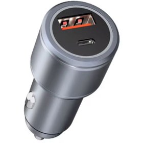 Resim DÜNYA AKSESUAR Araba hızlı çift şarj adaptörü 38w type-c USB alüminyum metal adaptör 