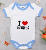Resim Bitmeyen Kartuş I Love Antalya Tasarımlı Mavi Bebek Body Zıbın Model 1 