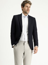 Resim Koyu Lacivert 6 Drop Regular Fit Standart Kesim Yünlü Blazer Ceket - 6 Drop Regular Fit / Koyu Lacivert / 56 