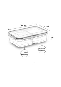 Resim 2 Bölmeli 1+1 Litre Kilitli Kapaklı Erzak Saklama Kabı Lc-525 52 