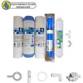 Resim Pemax Water Solutions Purefer Açık Kasa Çift Sedimentli Sertifikalı 5'li Vontron Helixfil Yüksek TDS Mebran 5'li 
