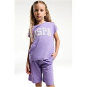 Resim Kız Garson Bermuda Takım - Koyu Lila Koyu Lila 