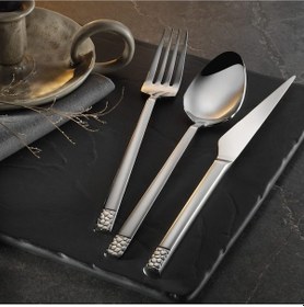 Resim Arsel Mozaik Sade 72 Parça 12 Kişilik Çatal Kaşık Bıçak Seti 304 Kalite 18/10 Gümüş 