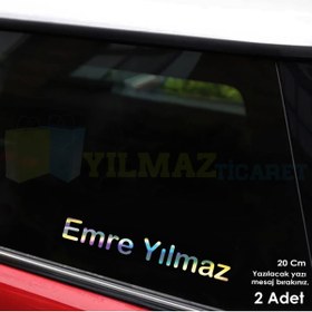 Resim yılmazetic Kişiye Özel Isim Soyisim Hologram Motosiklet Oto Sticker 20 Cm 2 Adet (isim Soyisim Mesaj Bırakınız) 