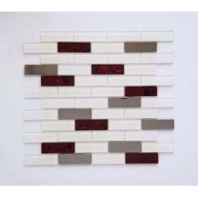 Resim Orient Mutfak,banyo,zemin Için Krom Bordo Desenli 23X73 Kristal Mozaik 