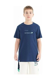 Resim Tommylife Tommy Life İndigo Baskı Detaylı O Yaka Standart Kalıp Erkek Çocuk T-shirt - 11117 Indigo İndigo 