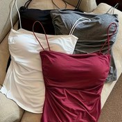 Resim 4 Parça Kadın Seksi Camisole Üst Seti - Kolsuz, Büzgülü Tasarımıyla Esnek Naylon Karışımı, Yazda Katmanlama ve Astar için Mükemmel, Siyah, Beyaz, Gri, Kırmızı, Dantel Süslemeli 