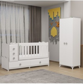Resim Melina Bebek Odası Yıldız 2 Kapaklı Dolap - Gri Beyaz 