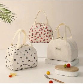 Resim Kosona Kahverengi Korduroy Yarıçember Isı Saklama Çanta - Çalışan/öğrenci Bento Box İçin Sağlıklı Yemek Taşıyıcı 