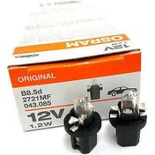 Resim 10 Adet Osram 12V T5 1.2W Dipsiz Gösterge Ampulü Duylu 2721Mf 