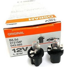 Resim 10 Adet Osram 12V T5 1.2W Dipsiz Gösterge Ampulü Duylu 2721Mf 