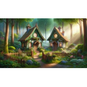 Resim Venspor Orman Evi Bahçe Manzarası 200 x 150 cm Fon Duvar Örtüsü Arkaplan 