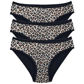Resim 3 Adet Leopar Desenli Likralı Yumuşak Dokulu Kadın Slip Külot Çok Renkli 