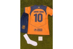 Resim 25-26 Yeni Sezon L.yamal 10 Numara Turuncu Çocuk Futbol Forması 4lü Set 