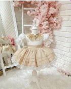 Resim Kapiçino Vintage Kız Bebek Elbisesi,doğum Günü Elbise,fotoğraf Çekim Elbise,0-12 Yaş Uygun Kahverengi - Krem 