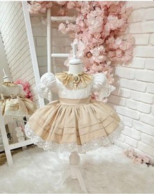 Resim Kapiçino Vintage Kız Bebek Elbisesi,doğum Günü Elbise,fotoğraf Çekim Elbise,0-12 Yaş Uygun Kahverengi - Krem 