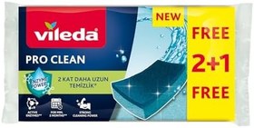 Resim Vileda Pro Clean Aktif Enzimli Düz Sünger, 3’lü Paket 