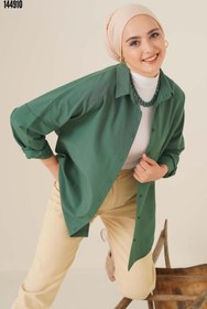 Resim 103901 Oversize Basic Tesettür Gömlek Zümrüt Yeşili 