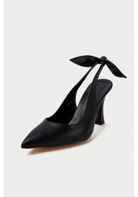 Resim Mubiano Mbhsn8082-s Kadın Arkası Lastikli Fiyonk Detay Siyah Stiletto & Topuklu Ayakkabı Siyah 