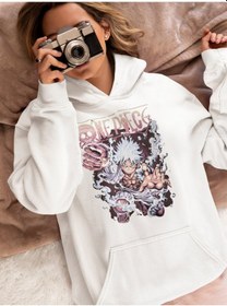 Resim Sevbano Tasarım Monkey D. Luffy Baskılı Unisex Oversize One Piece Anime H beyaz 