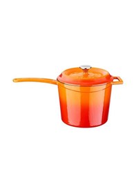 Resim Lava Döküm Yuvarlak Sos Tenceresi. Döküm Demir Yekpare Saplı Trendy Serisi Çap Ø18 Cm. - Turuncu Turuncu 