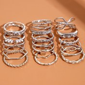 Resim 20 parçalık Set, Şık ve Basit Moda Yüzükler, Vintage Geometrik Zincir, Dalgalı ve Haç Tasarım, Rhinestone Vurgular, Çinko Alaşım, Yığılabilir Yüzükler Kadınlar İçin, Günlük Giyme, Hediyeler, Noel, Tüm Mevsim Aksesuarı 